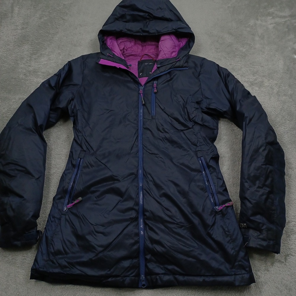 Outdoor Research Jacket Womens Small Blue Down Full Zip Pockets Hooded